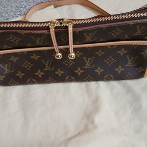 Louis Vuitton Monogram Shoulder Bag in Brown and Tan with Gold Hardware